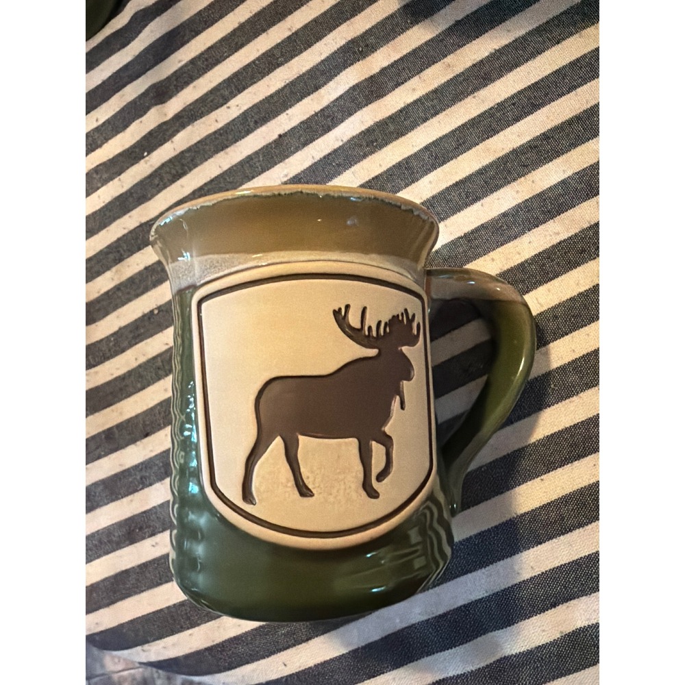 Cabela's Moose Coffee Mug 20oz Green Ceramic Wildlife Cabin Rustic Lodge Cup